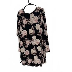 Just Be Floral Long Sleeve Dress with Crisscross Neckline
